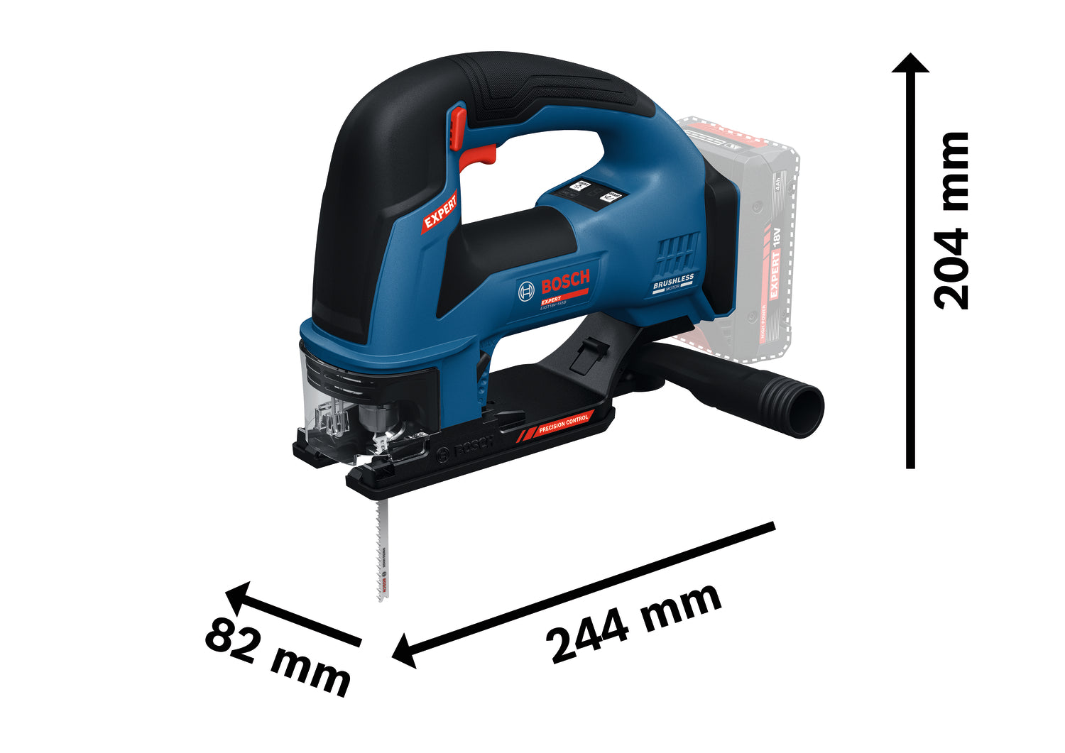 Bosch EXPERT Akku-Stichsäge EXST18V-155B (Schnitttiefe: Holz 155 mm, Stahl 10 mm, Aufnahme: T-Schaft, ohne Akku in L-BOXX 136)