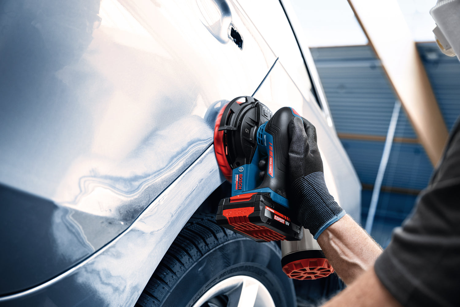 Bosch EXPERT Akku-Exzenterschleifer EXEX18V-150-5 (Schleifteller-Ø: 150 mm, Schwingkreis-Ø: 5,0 mm, Drehzahl: 5000-10000 U/min, ohne Akkus im Karton)