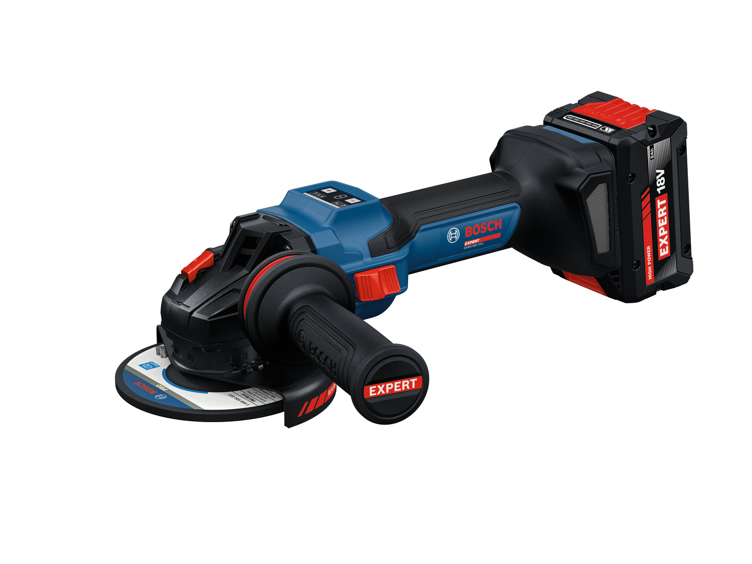 Bosch EXPERT Akku-Winkelschleifer EXWS18V-15S (Scheiben-Ø: 125 mm, Drehzahl: 11000 U/min, inkl. 2 x 8,0 Ah Akku in L-BOXX 162)