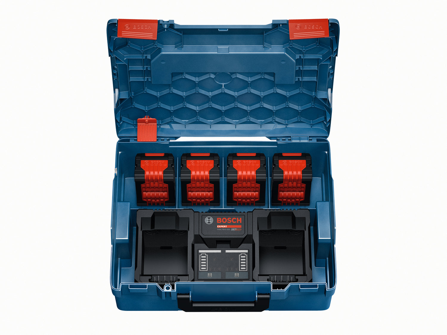 Bosch EXPERT Ladegerät EXAL18V2-320 (Ultraschnelles paralleles Laden mit 16A, 2 Ladebuchten, lädt 2 x EXPERT 8,0 Ah in 39 min voll, in L-BOXX 162)