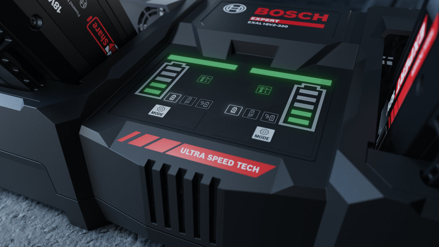 Bosch EXPERT Ladegerät EXAL18V2-320 (Ultraschnelles paralleles Laden mit 16A, 2 Ladebuchten, lädt 2 x EXPERT 8,0 Ah in 39 min voll, in L-BOXX 162)