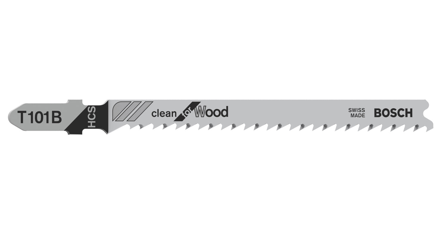 Bosch Stichsägeblatt T 101 B Clean for Wood (5er-Pack, Länge: 100 mm, Saubere Schnitte in Weichholz)