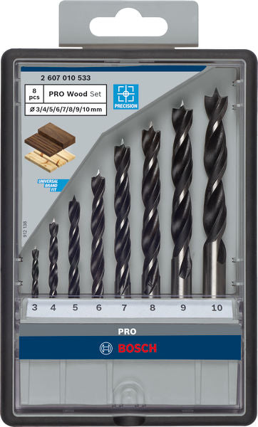 Bosch PRO Wood Holzspiralbohrer Set 8 tlg.