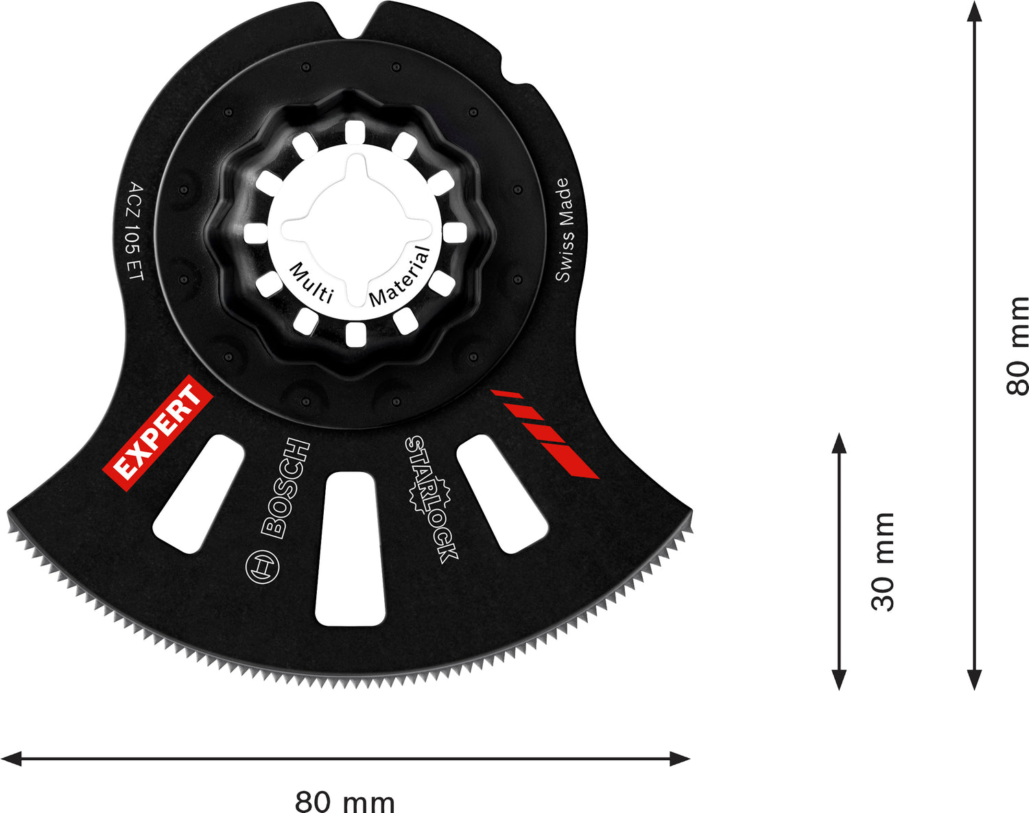 Bosch EXPERT Segmentsägeblatt ACZ 105 ET Multi Material (Starlock, für Faserkunststoffe GFK, CFK, Ziegelstein, 80 x 30 mm, Ø 105 mm, Carbide)