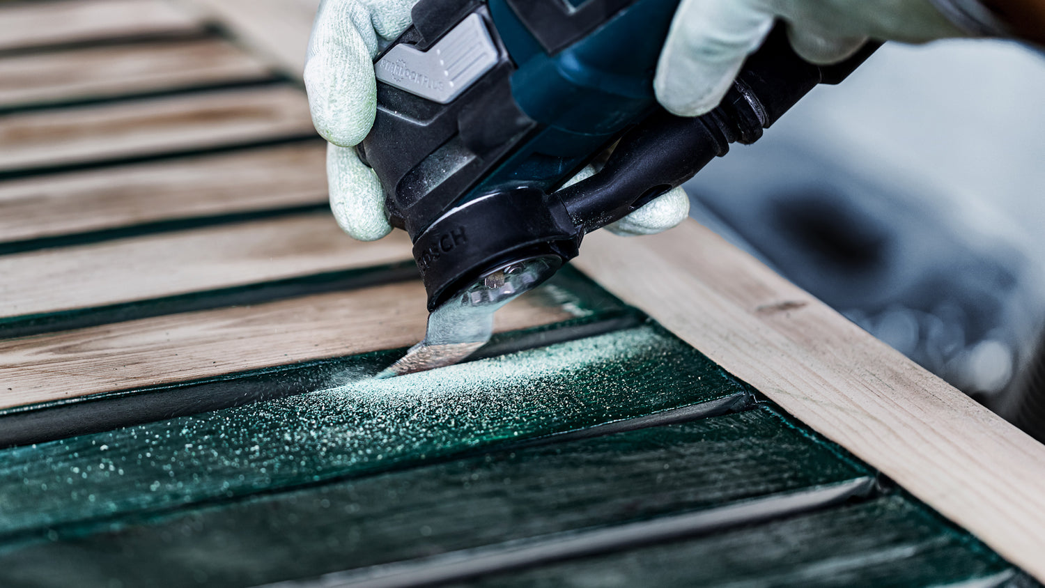 Bosch EXPERT Schleiffinger AVZ 32 RT4 (Starlock, 40er-Körnung, für Farbe auf Holz, Laminat, Faserkunststoffe, Leim, 32 x 53 mm, Carbide-RIFF)