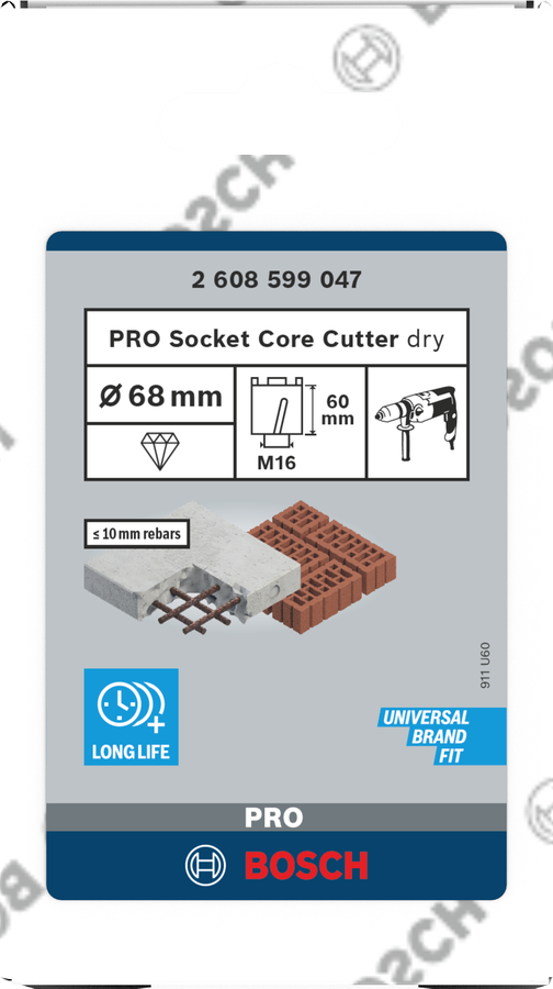 Bosch PRO Core Cutter dry 68 x 60 mm (Diamant-Dosensenker mit M16-Gewinde)