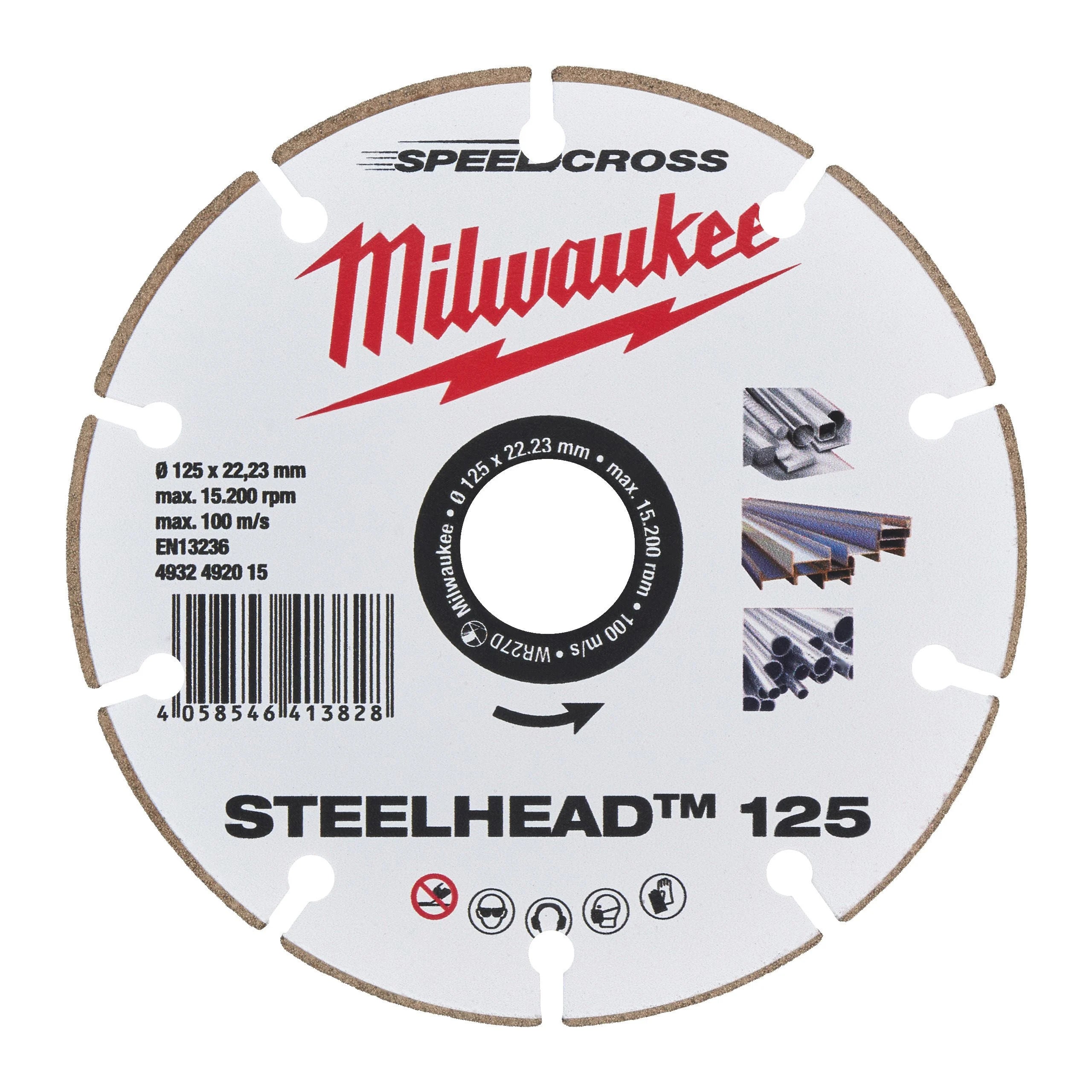 Milwaukee STEELHEAD Diamant-Trennscheibe Ø 125 mm (Speedcross, für Stahl, Edelstahl, NE-Metalle, Schnittbreite: 1,5 mm)