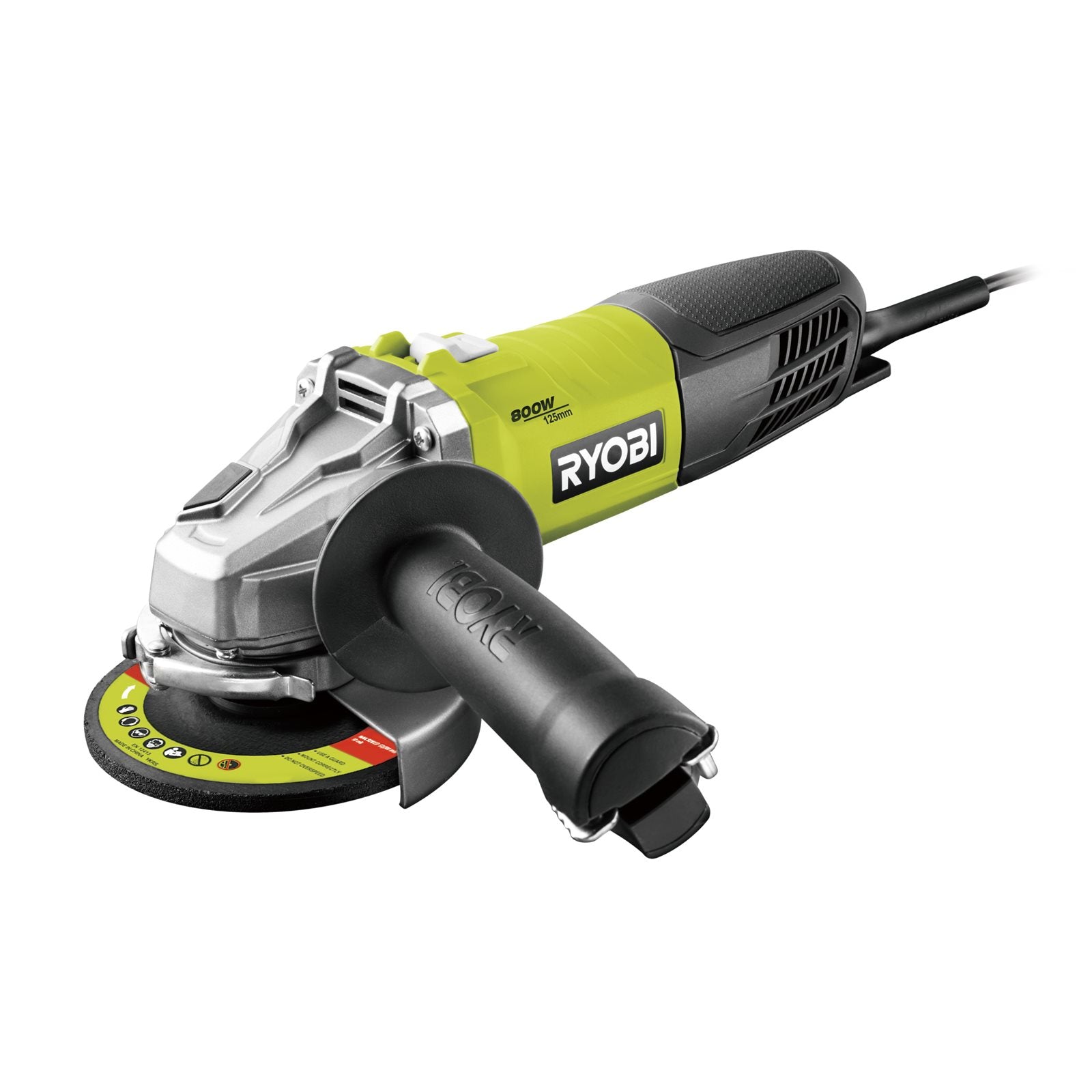 RYOBI Winkelschleifer RAG800-125TA6 (Scheiben-Ø: 125 mm, 800 W, inkl. Schleif- & Trennscheiben in Werkzeugbox)