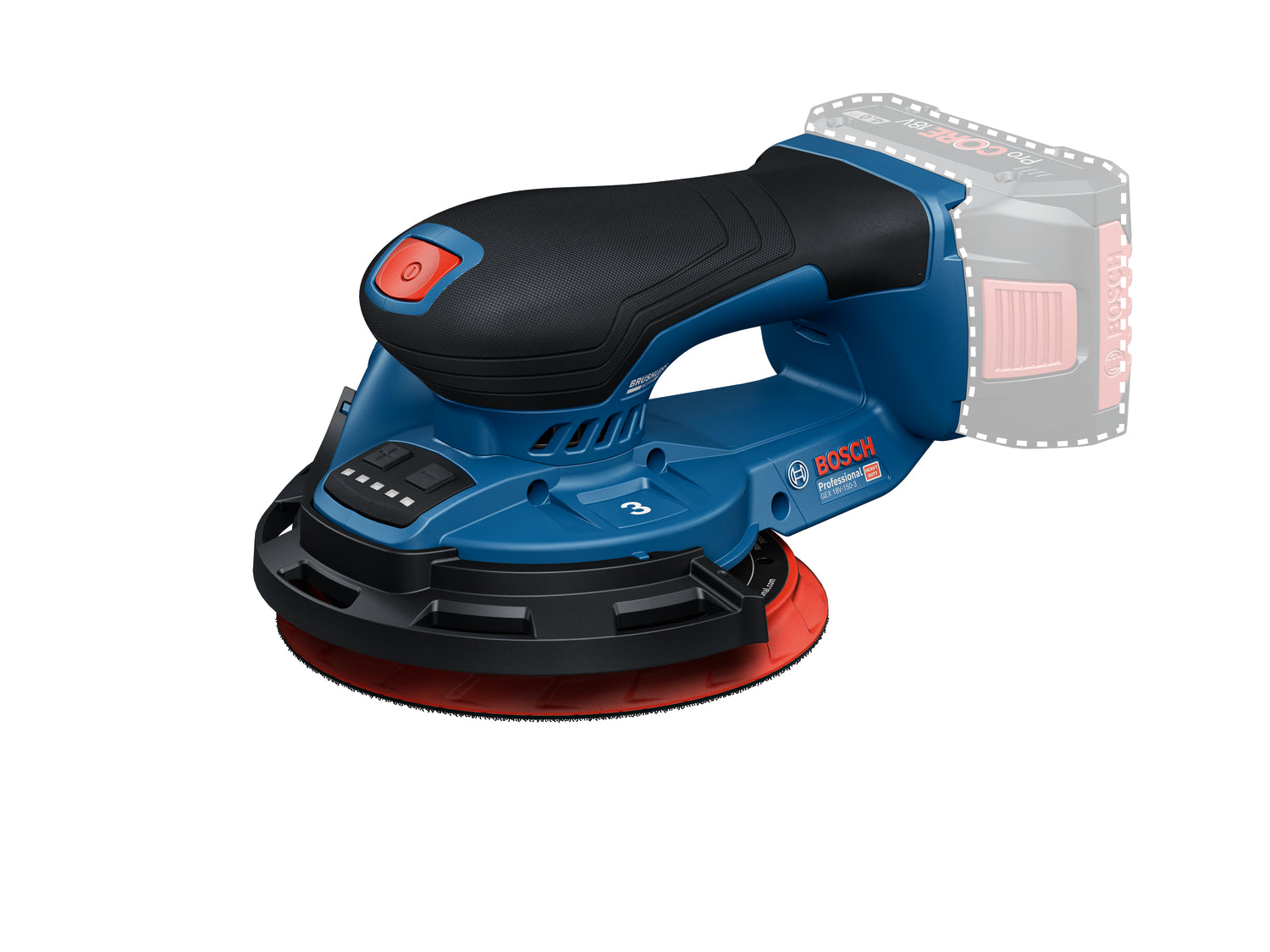 Bosch Akku-Exzenterschleifer GEX 18V-150-3 (Schleifteller-Ø: 150 mm, Schwingkreis-Ø: 3,0 mm, Drehzahl: 5000 - 10000 U/min, ohne Akkus in L-BOXX 162)