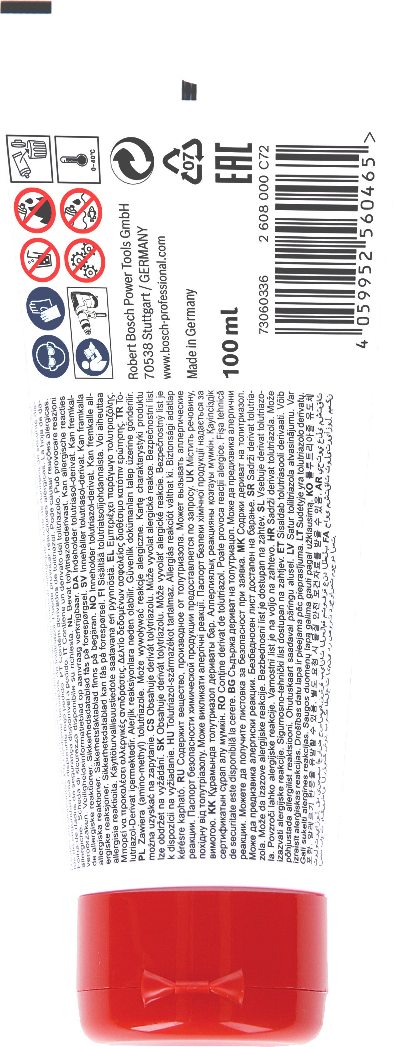 Bosch PRO SDS Schmierfett für Bohrer & Meißel (Schaftfett für SDS plus, SDS max, Bohrerfett 100 ml Tube)