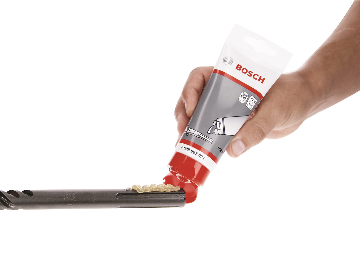 Bosch PRO SDS Schmierfett für Bohrer & Meißel (Schaftfett für SDS plus, SDS max, Bohrerfett 100 ml Tube)