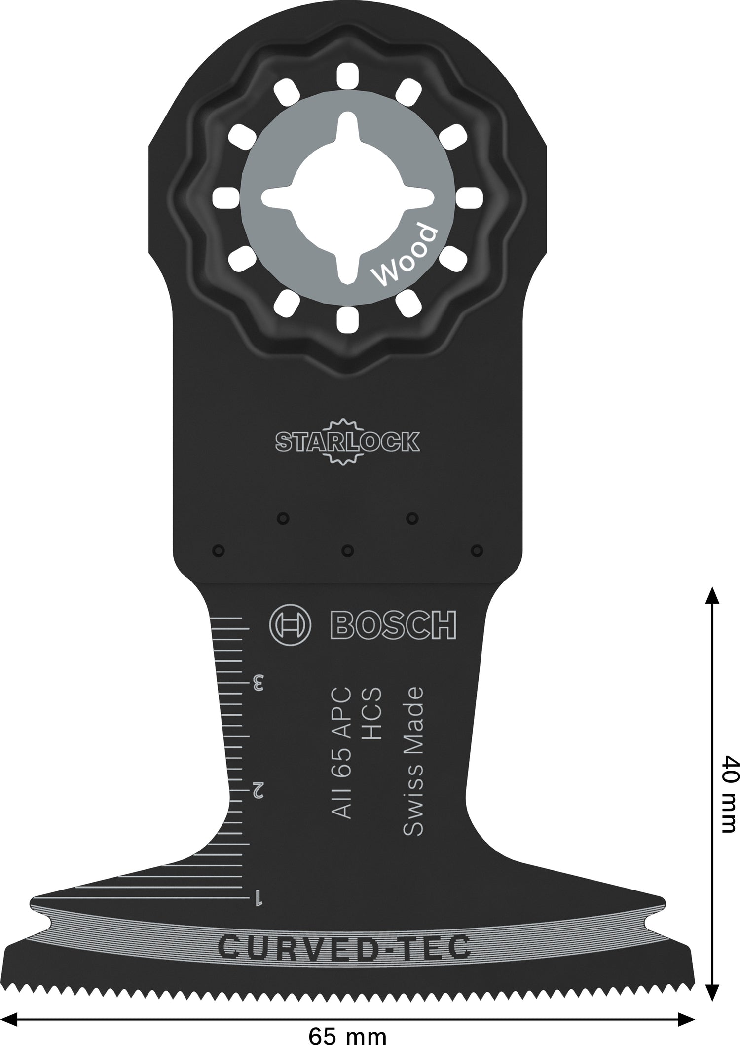 Bosch Tauchsägeblatt AII 65 APC (Starlock, für Weichholz, HCS, Curved-Tec, 65 x 40 mm)
