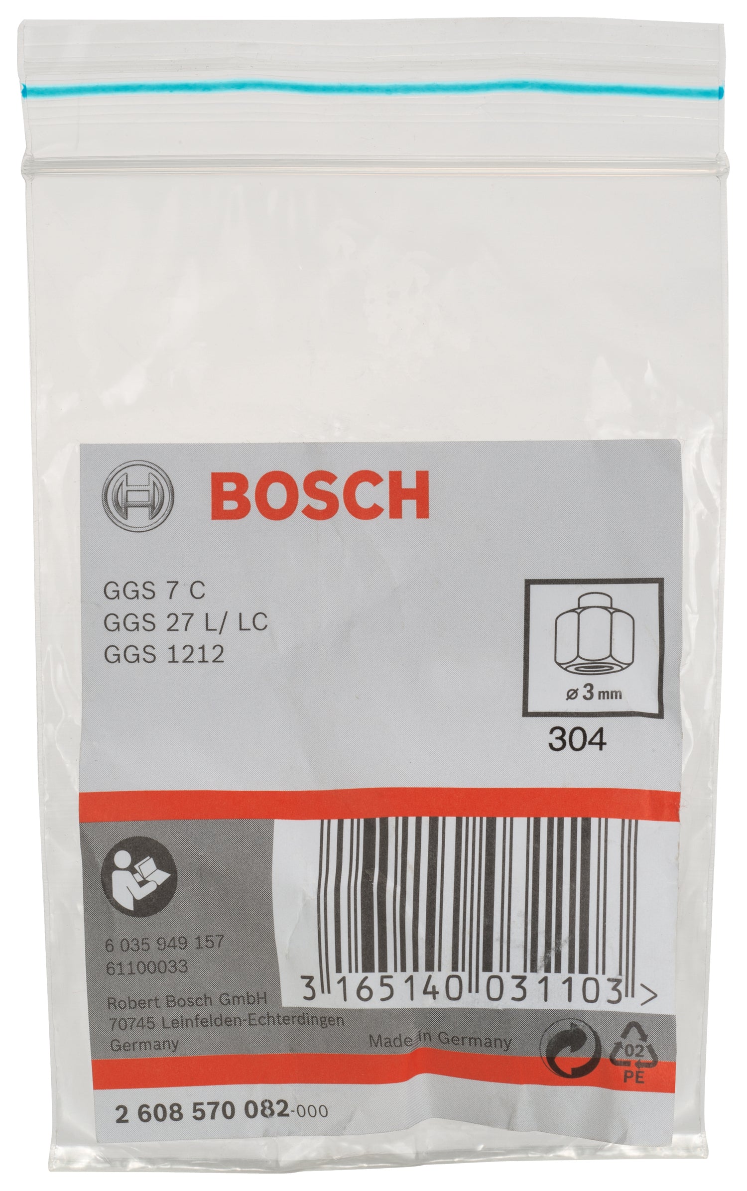 Bosch Spannzange 3 mm mit Spannmutter für GGS 7 / 18V / 27 / 28 / 30 / 1212