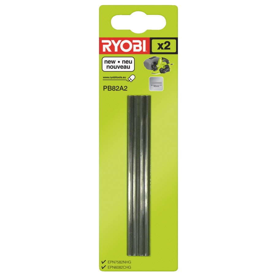 RYOBI HM-Hobel-Wendemesser PB82A2 (2er-Pack Hobelmesser, Länge: 82 mm, für R18PL-0, EPN7582NHG, EPN6082CHG)