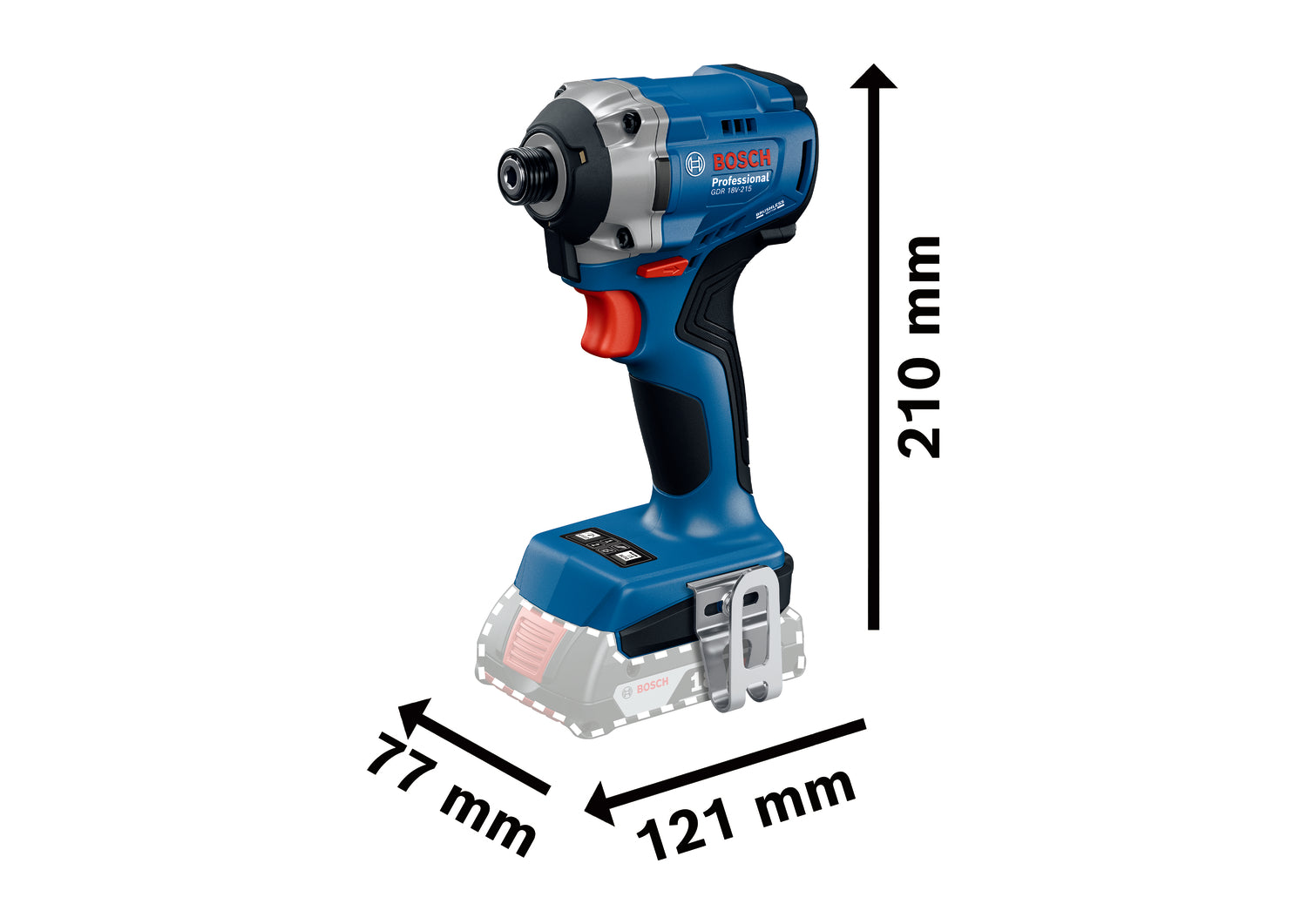 Bosch Akku-Schlagschrauber GDR 18V-215 (Drehmoment: 215 Nm, 1/4"-Sechskant, Drehzahl: 0 - 3300 U/min, ohne Akku in L-BOXX 136)