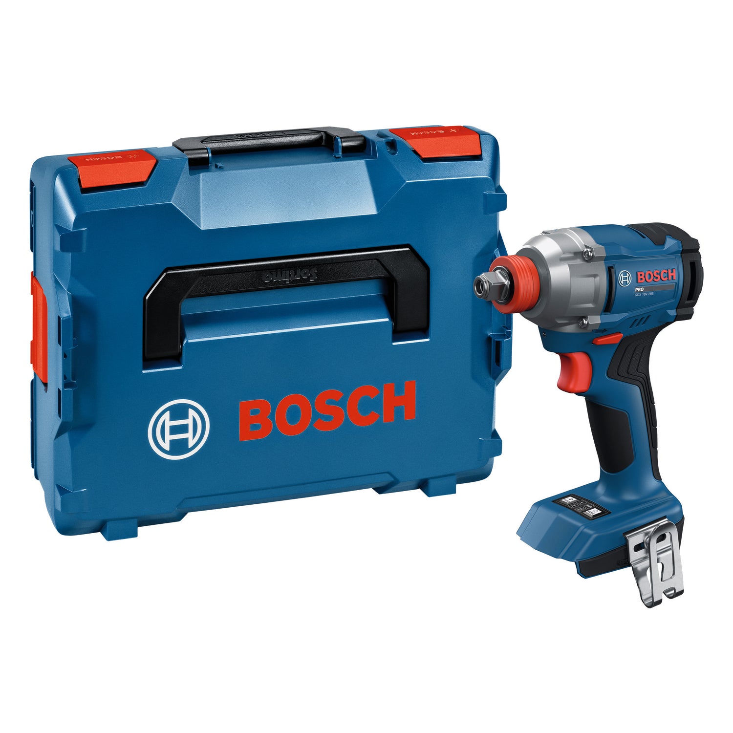 Bosch Akku-Schlagschrauber GDX 18V-285 (Drehmoment: 285 Nm, 1/2"-Vierkant + 1/4"-Sechskant, Drehzahl: 0 - 2800 U/min, ohne Akku in L-BOXX 136)