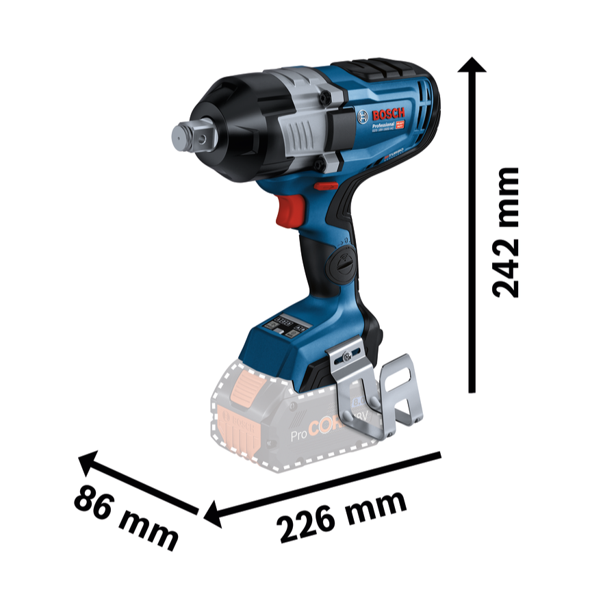 Bosch Akku-Schlagschrauber GDS 18V-1600 HC (Drehmoment: 1600 Nm, Losbrechmoment: 2200 Nm, 3/4"-Vierkant, 3 Stufen, ohne Akku im Karton)