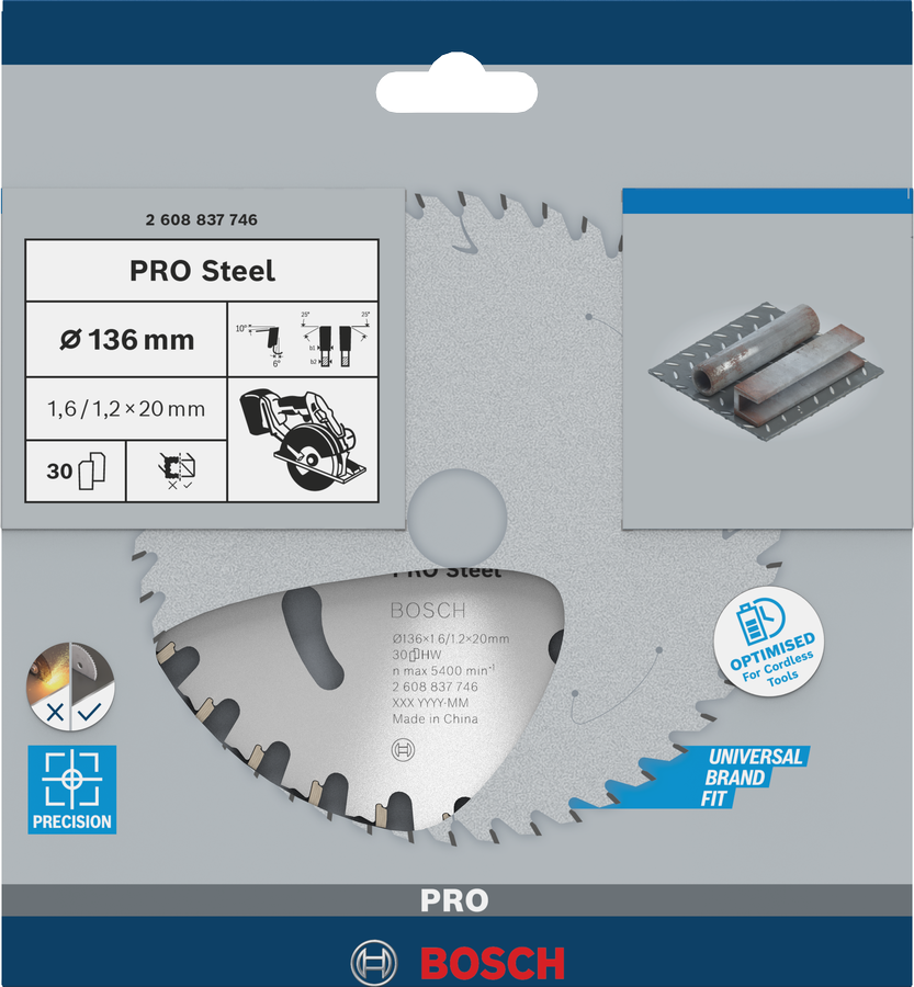 Bosch PRO Kreissägeblatt Steel cordless 136 x 1,6 x 20 mm