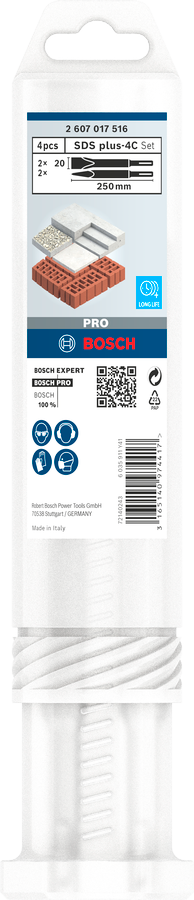 Bosch PRO SDS plus-4C Meißel Set (Spitzmeißel, Flachmeißel, 4 tlg.)