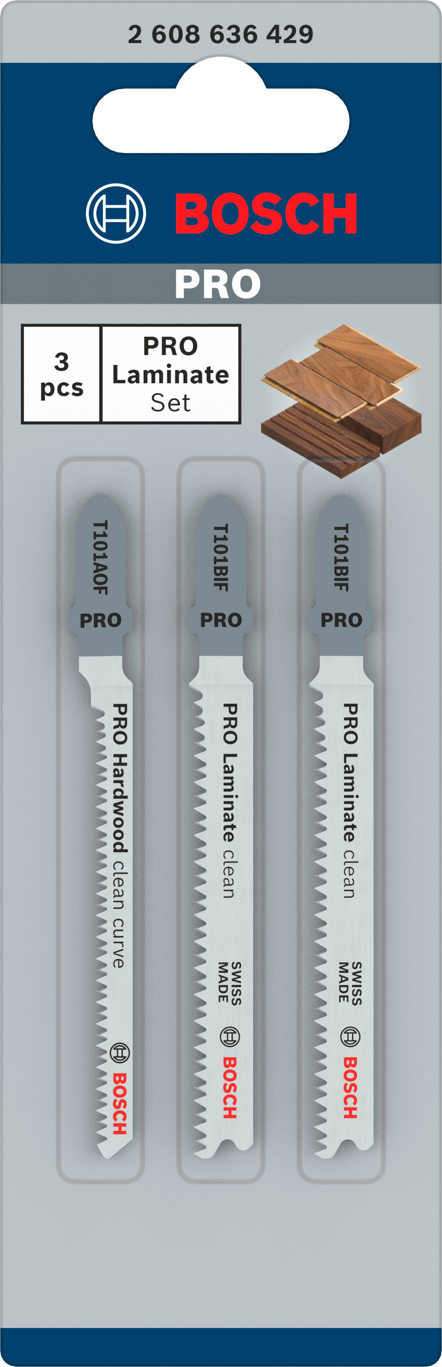 Bosch PRO Laminate Stichsägeblatt Set (2 x T101BIF + 1 x T101AOF, T-Schaft, für Laminat, Parkett, Holz)