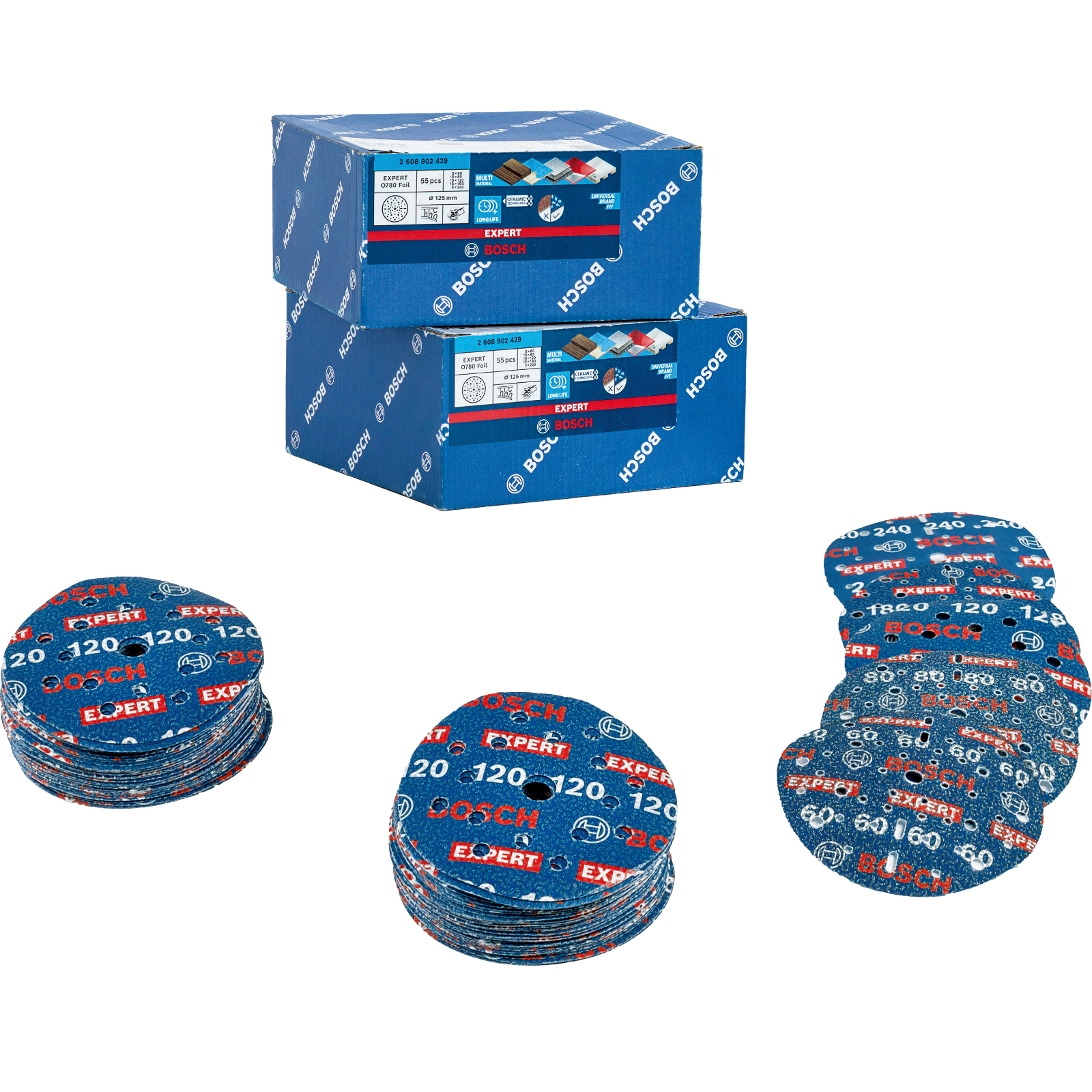Bosch EXPERT O780 Folienschleifscheibe Ø 125 mm (50er-Pack, für das effiziente Schleifen verschiedenster Materialien)