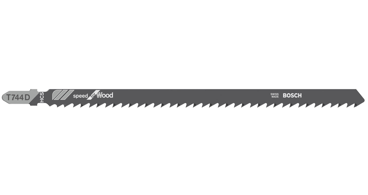 Bosch Stichsägeblatt T 744 D für Holz (3er-Pack, Speed for Wood, für schnelle gerade Schnitte, T-Schaft)