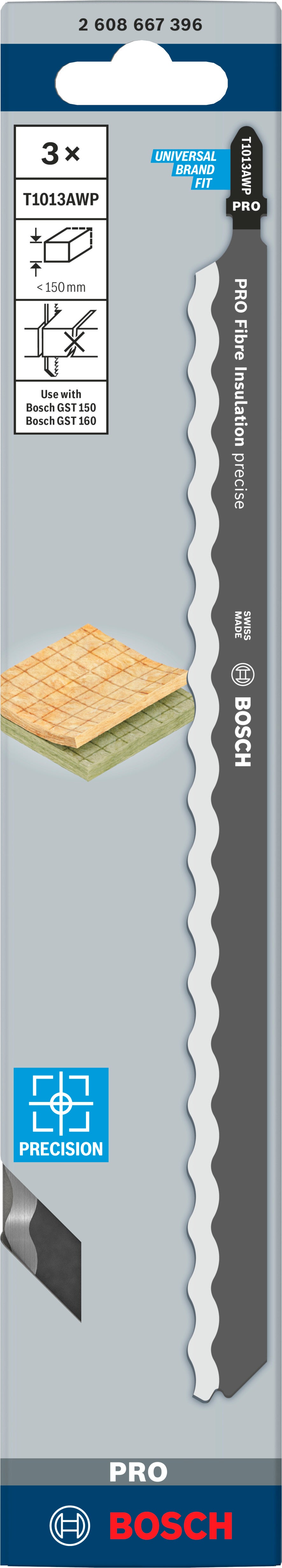 Bosch PRO Fibre Insulation precise T1013AWP Stichsägeblatt (3er-Pack, zum Schneiden von Mineralfaserdämmstoffen, T-Schaft)