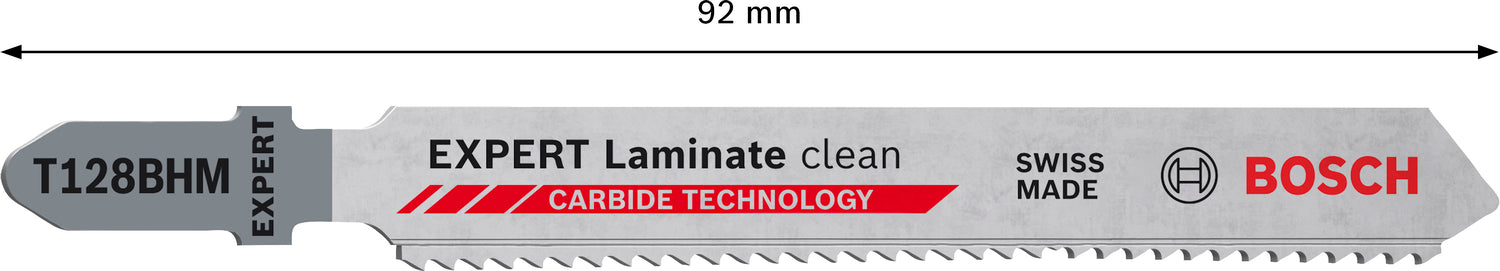 Bosch EXPERT Laminate Clean T128BHM Stichsägeblatt (3er-Pack, saubere Schnitte in Laminat, 92 mm, T-Schaft)