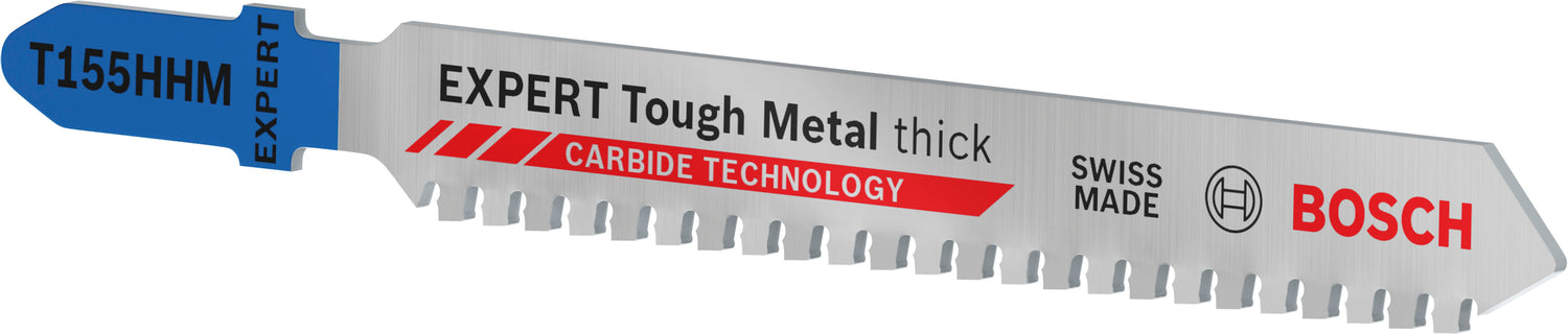 Bosch EXPERT Tough Metal thick T155HHM Stichsägeblatt (3er-Pack, zum schneiden von dickem, zähem Metall, 92 mm, T-Schaft)