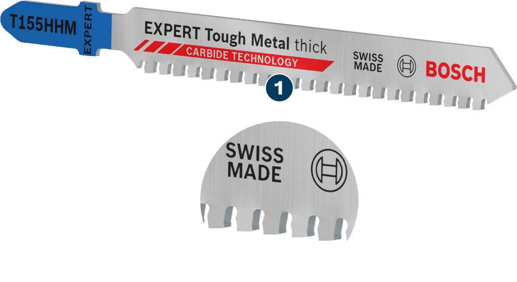Bosch EXPERT Tough Metal thick T155HHM Stichsägeblatt (3er-Pack, zum schneiden von dickem, zähem Metall, 92 mm, T-Schaft)