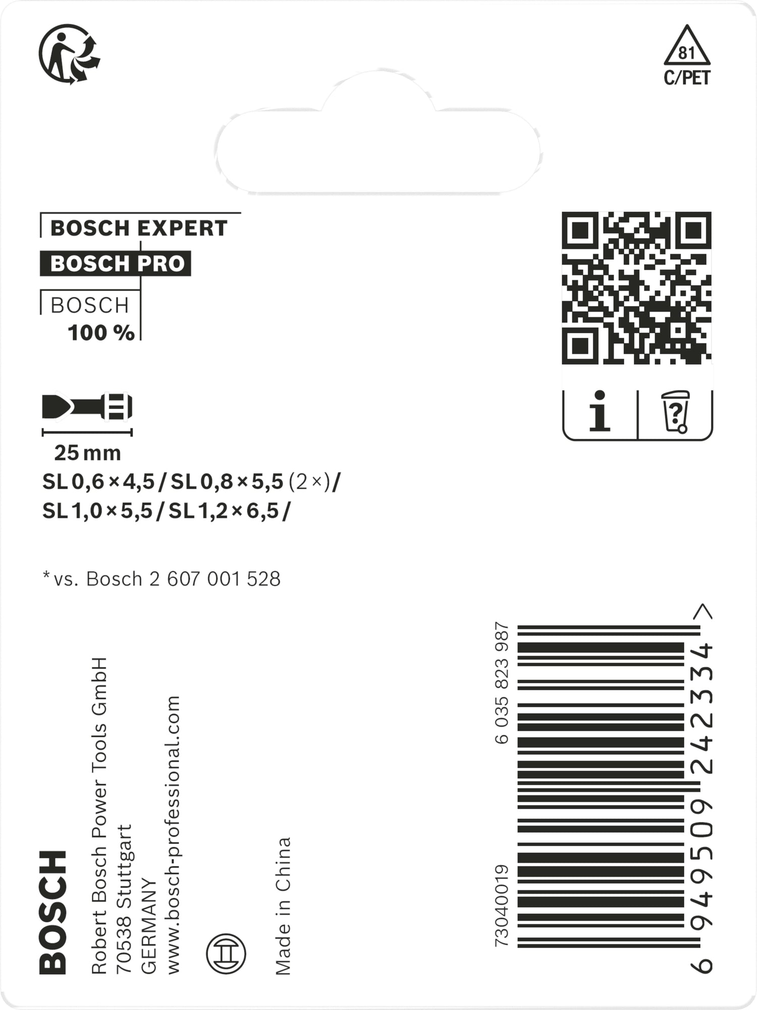 Bosch PRO SL Impact Bit Set (5-tlg: SL4,5 / SL5,5 / SL6,5 - Schlitz - Länge: 25 mm - ideal für Schlagschrauber)