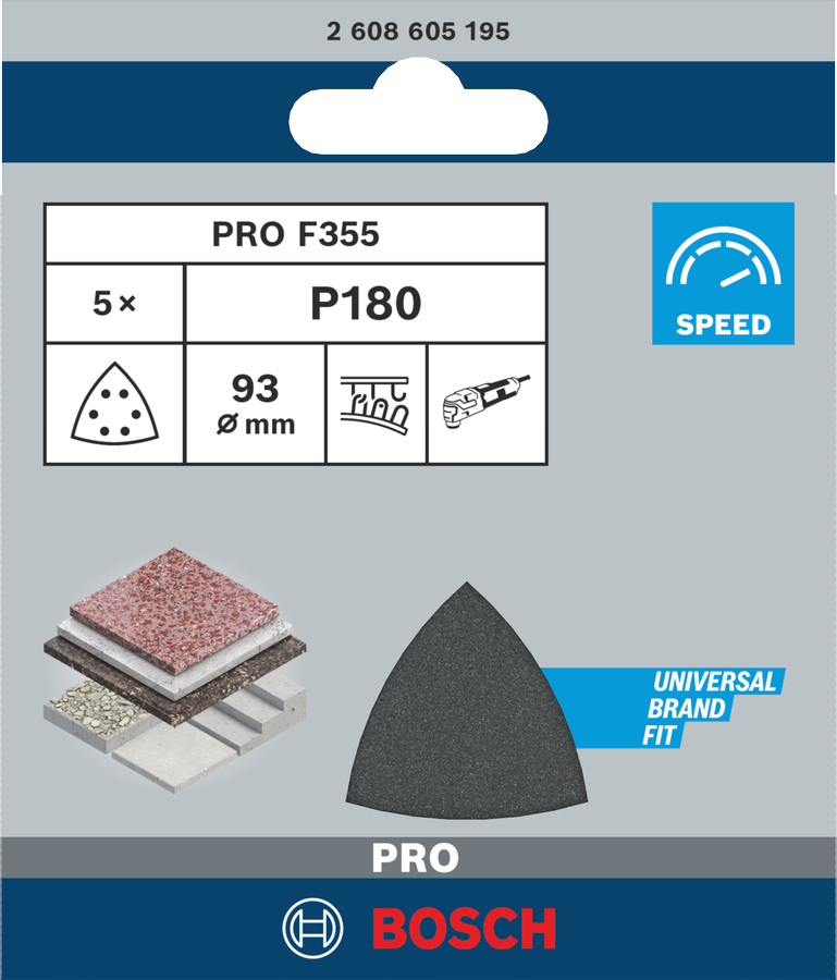 Bosch PRO Schleifblatt F355 BfCC 93x93 mm