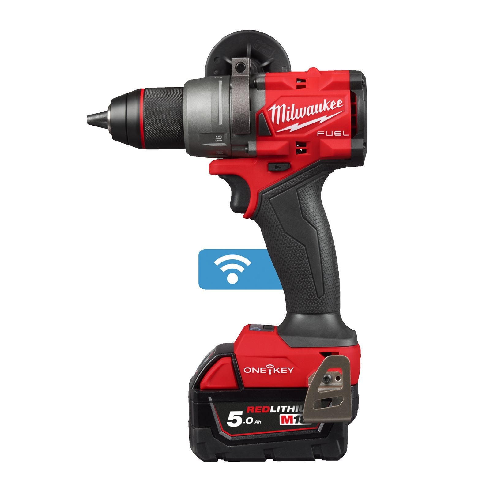 Milwaukee Akku-Bohrschrauber M18 ONEDD3-502X (Drehmoment: 158 Nm, Bohrfutter: 13 mm, ONE-KEY, mit 2 x 5,0 Ah Akku in HD-Box)