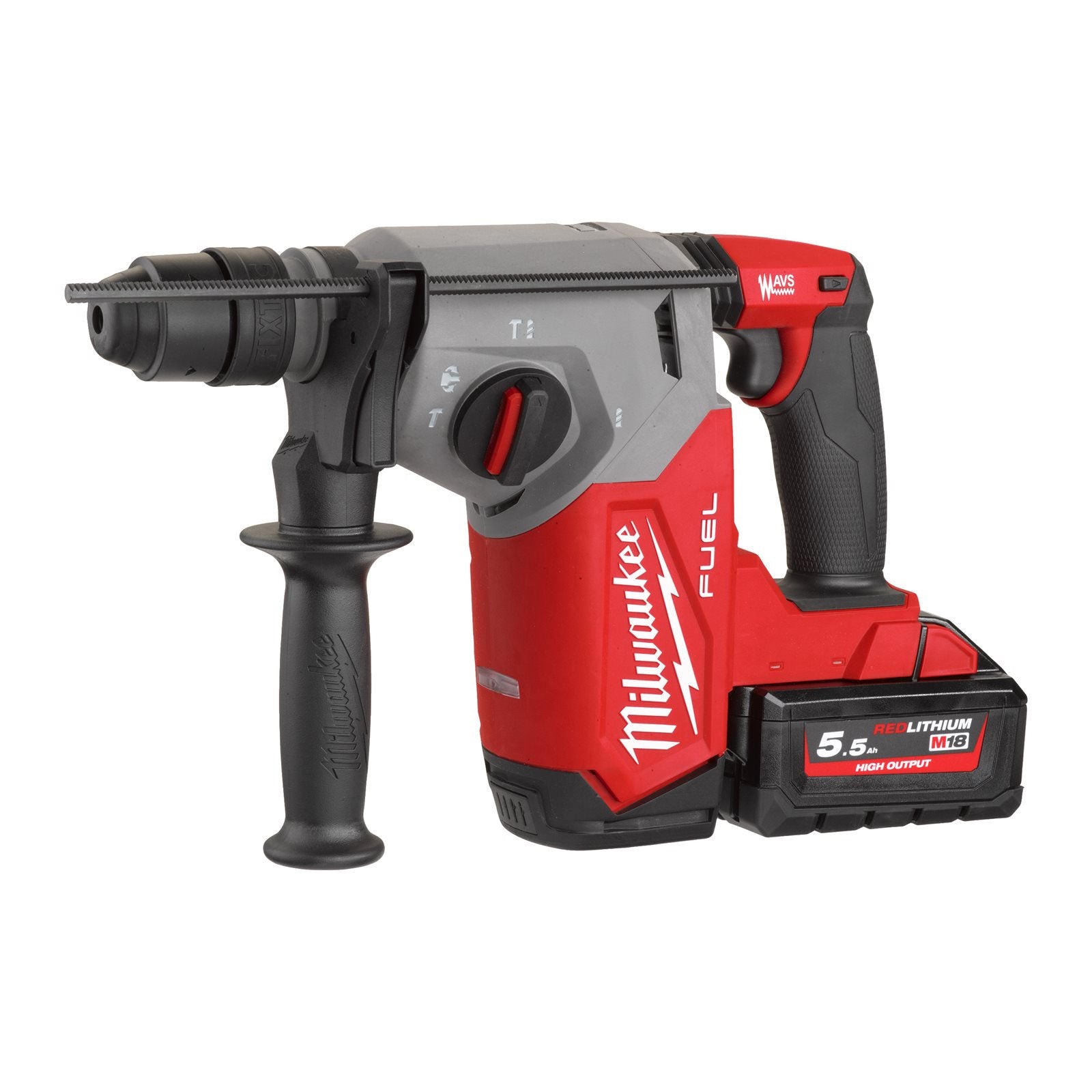 Milwaukee Akku-Kombihammer M18 FHX-552X (SDS plus, Schlagenergie: 2,5 J, Optimiertes Hammerbohren: 6 - 20 mm, mit 2 x 5,5 Ah Akku in HD Box)
