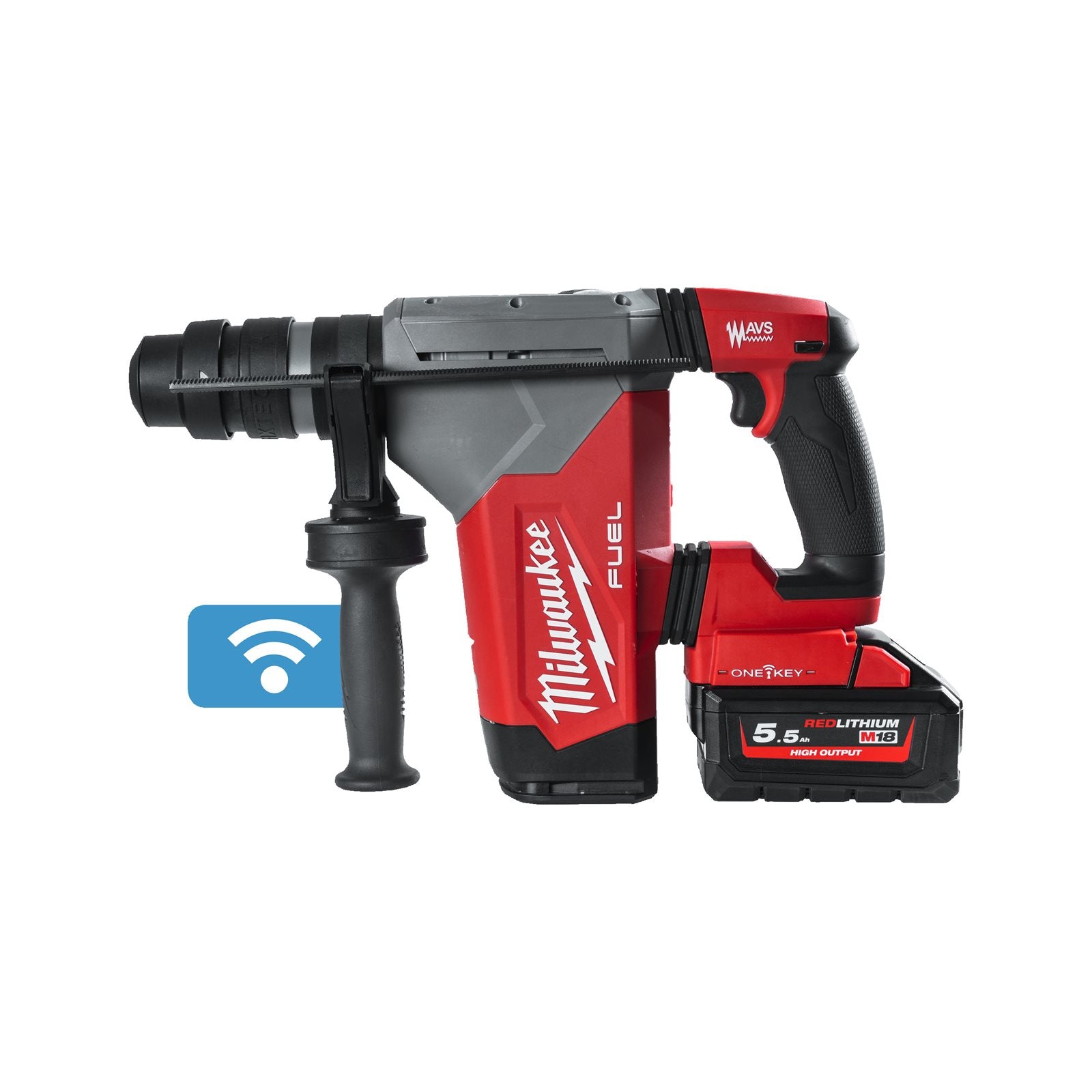 Milwaukee Akku-Kombihammer M18 ONEFHPX-552X (Schlagenergie: 5,0 J, SDS plus, ONE-KEY, mit 2 x 5,5 Ah Akku in HD Box)