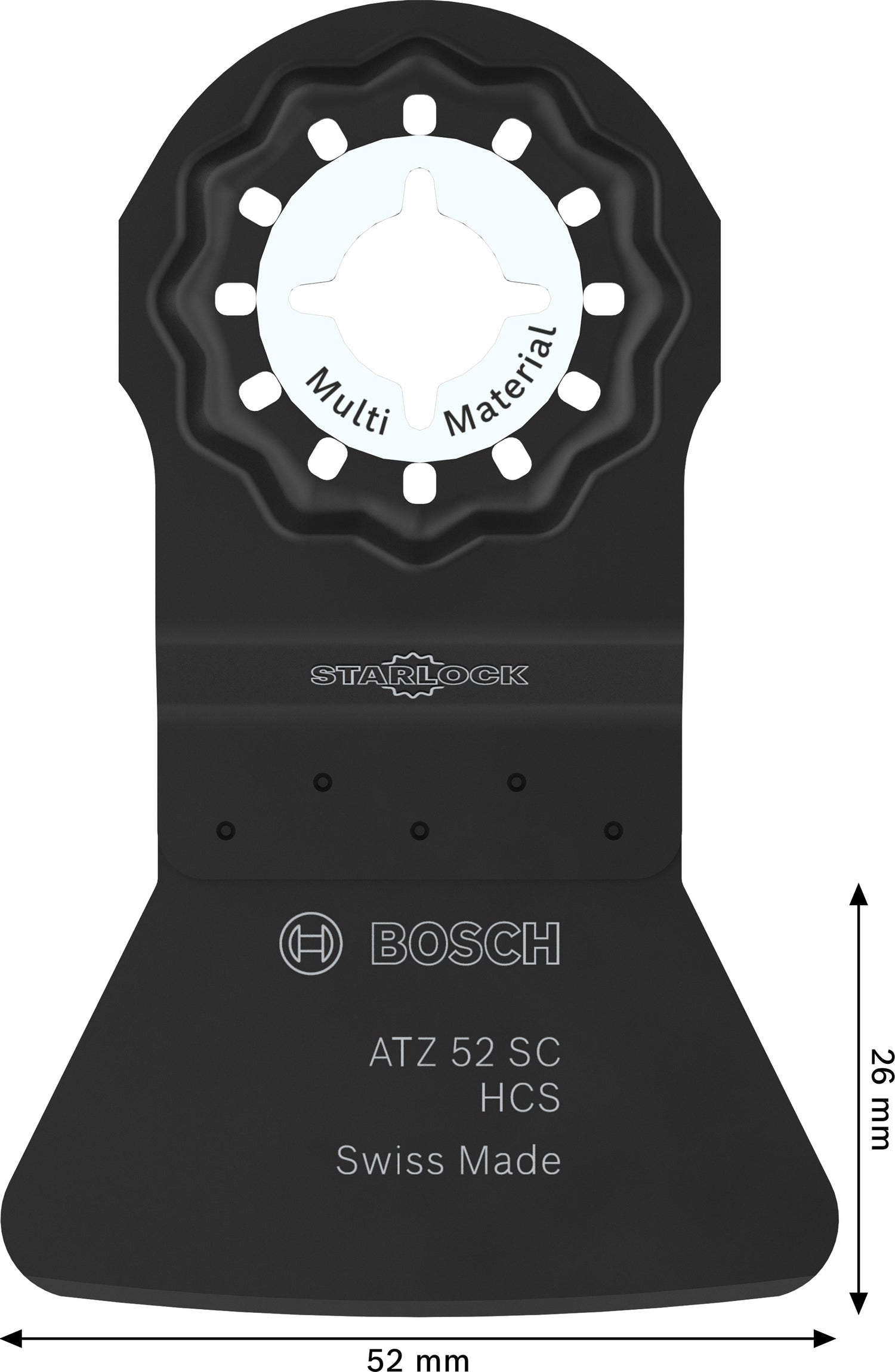 Bosch Schaber ATZ 52 SC starr (Starlock, HCS, Multi Material, Abschaben von Mörtel, Fliesenkleber und Teppichkleber, 52 x 26 mm)
