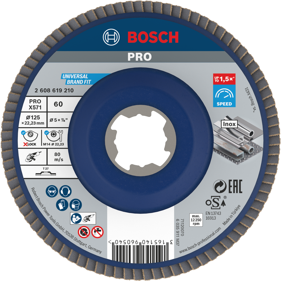 Bosch PRO X-LOCK Fächerschleifscheibe Best for Metal Ø 125 x 22.23 mm (schleifen von Metall)