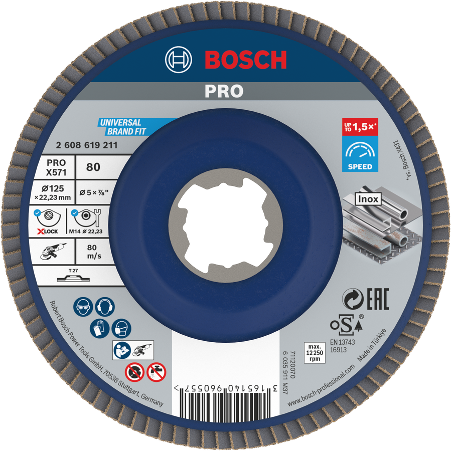 Bosch PRO X-LOCK Fächerschleifscheibe Best for Metal Ø 125 x 22.23 mm (schleifen von Metall)