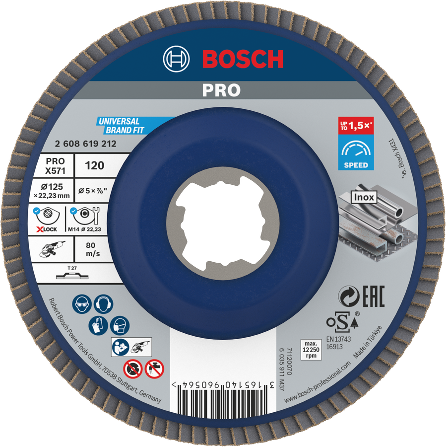 Bosch PRO X-LOCK Fächerschleifscheibe Best for Metal Ø 125 x 22.23 mm (schleifen von Metall)
