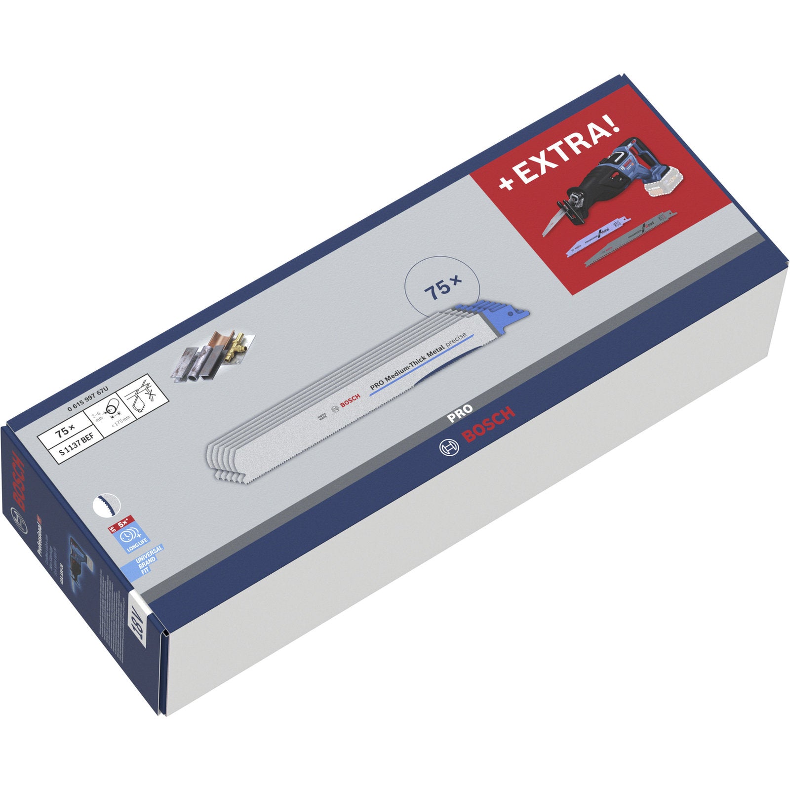 Bosch PRO GSA 18V-28 Akku-Säbelsäge inkl. 75 x S1137BEF Säbelsägeblatt (ohne Akku im Karton)