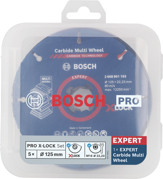 Bosch PRO Trennscheiben X-Lock Set (5 tlg. 125 x 1 x 22,23 mm in Kunststoffbox)