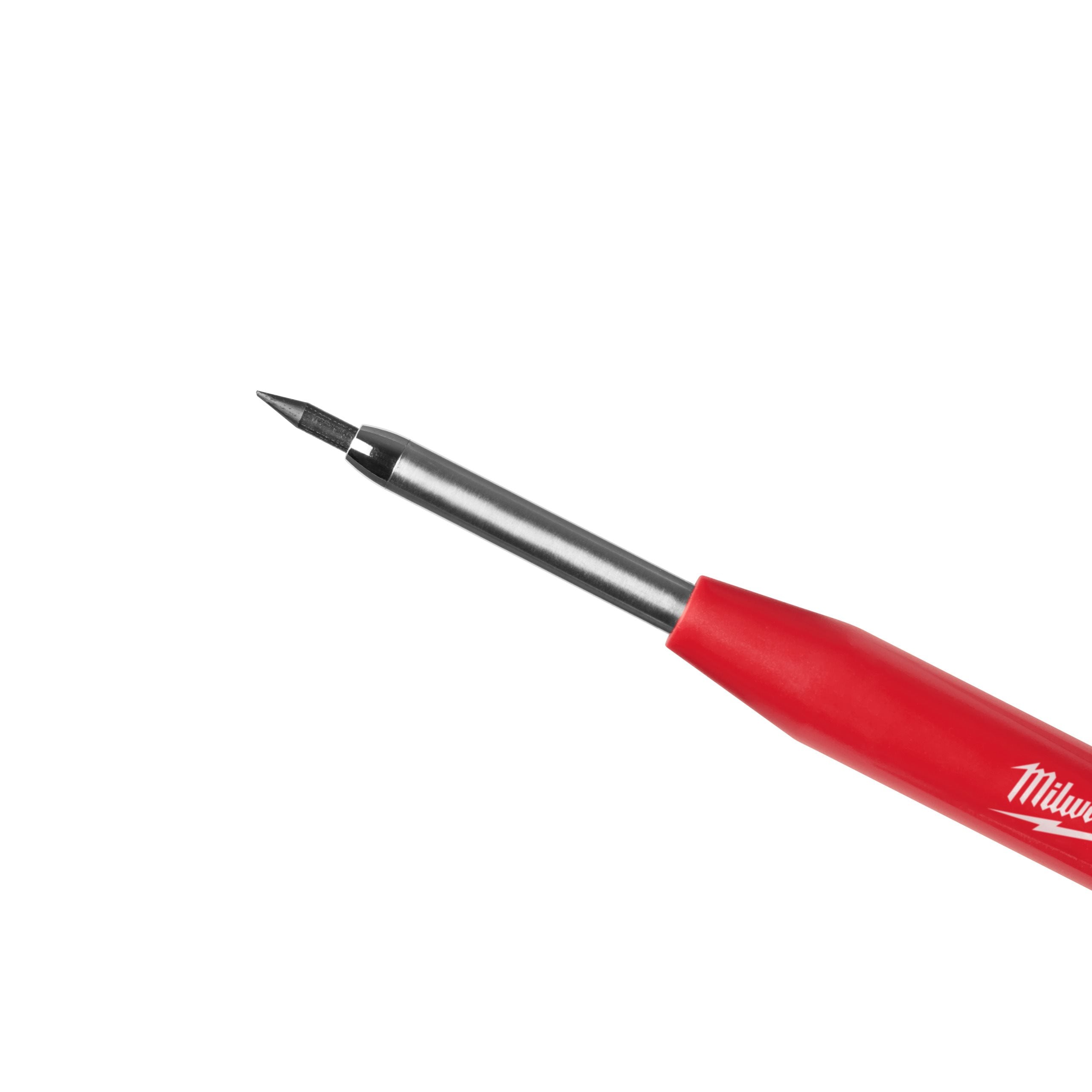 Milwaukee Tiefloch-Baumarker inkl. 10 Graphitminen in Nachfüllbox (Tieflochmarker mit 2,8 mm Mine, Härte 2B, Bleistift)