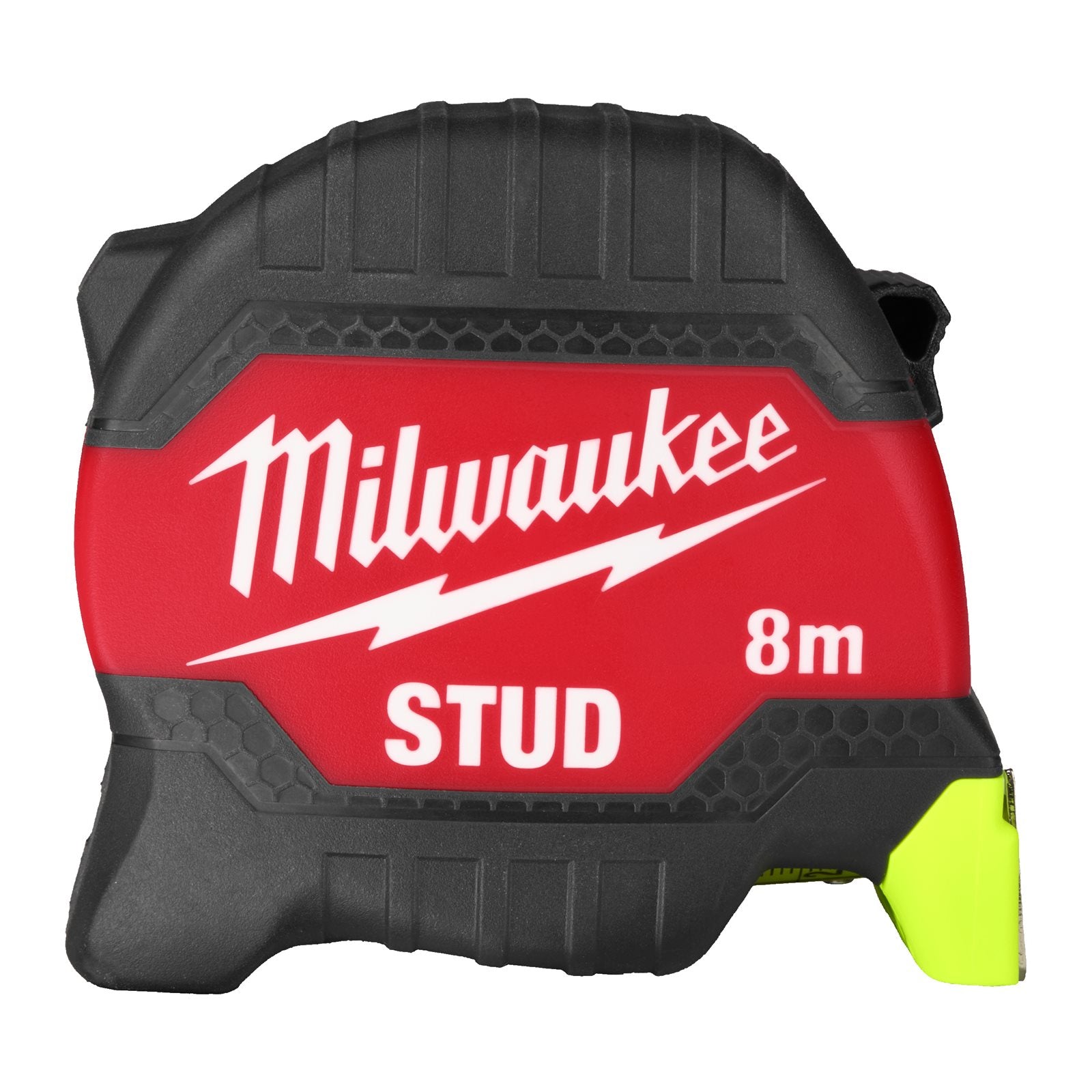 Milwaukee STUD Bandmaß 8 m (magnetisch, 33 mm breites Band, Architektenskala, beidseitig bedrucktes Band, High-Vis-Bandfarbe, GEN III)