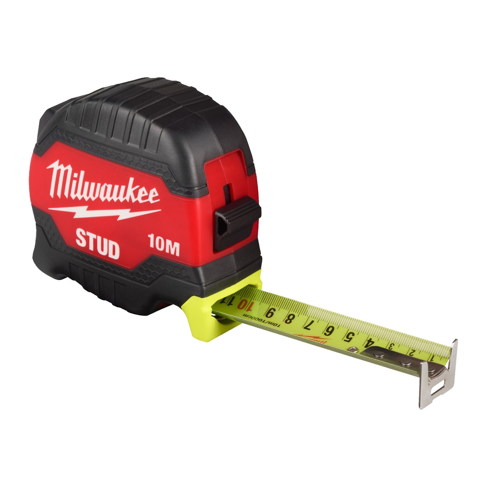 Milwaukee STUD Bandmaß 10 m (magnetisch, 33 mm breites Band, Architektenskala, beidseitig bedrucktes Band, High-Vis-Bandfarbe, GEN III)