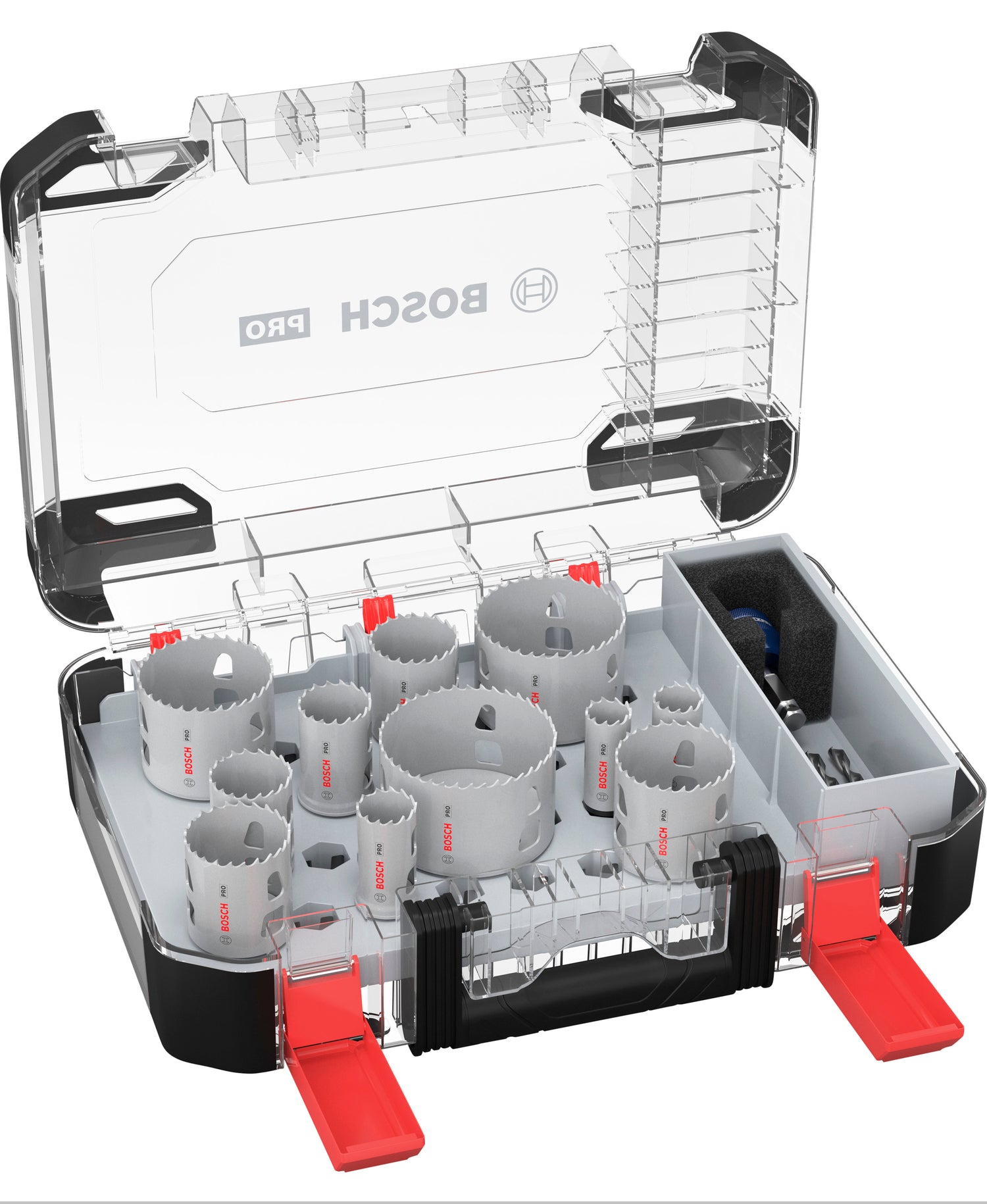 Bosch PRO Multi Material PC Plus Lochsägen-Set 14-tlg. (Ø 20 / 22 / 25 / 32 / 35 / 40 / 44 / 51 / 60 / 68 / 76 mm, 2 x HSS-G Zentrierbohrer, 1 x Power Change Plus Adapter, im Koffer)
