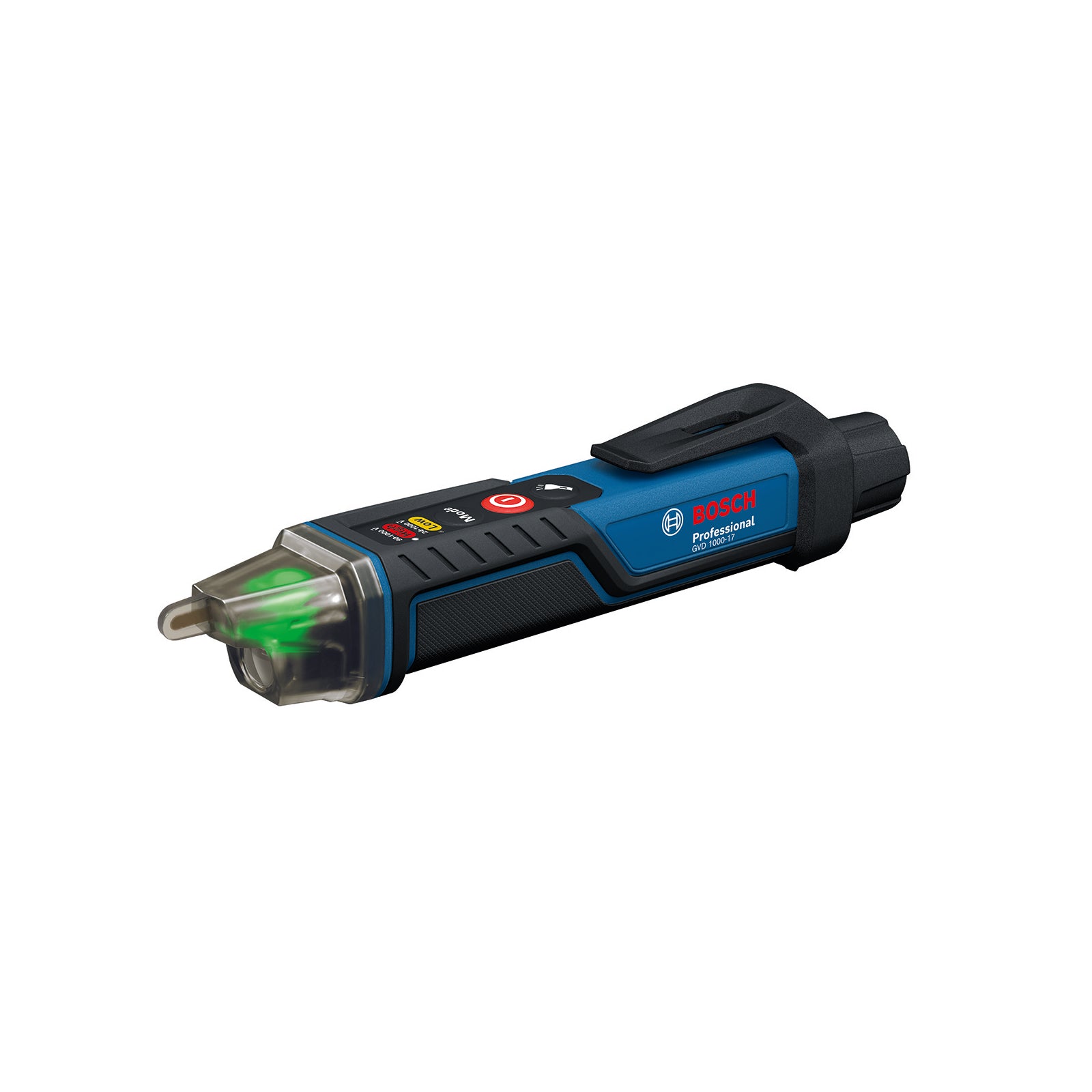 Bosch PRO Spannungsprüfer GVD 1000-17 (berührungslos, Zwei Spannungsbereiche: 24 - 1000 / 90 - 1000 V AC, CAT IV, IP67, LED-Anzeige, inkl. Batterien)