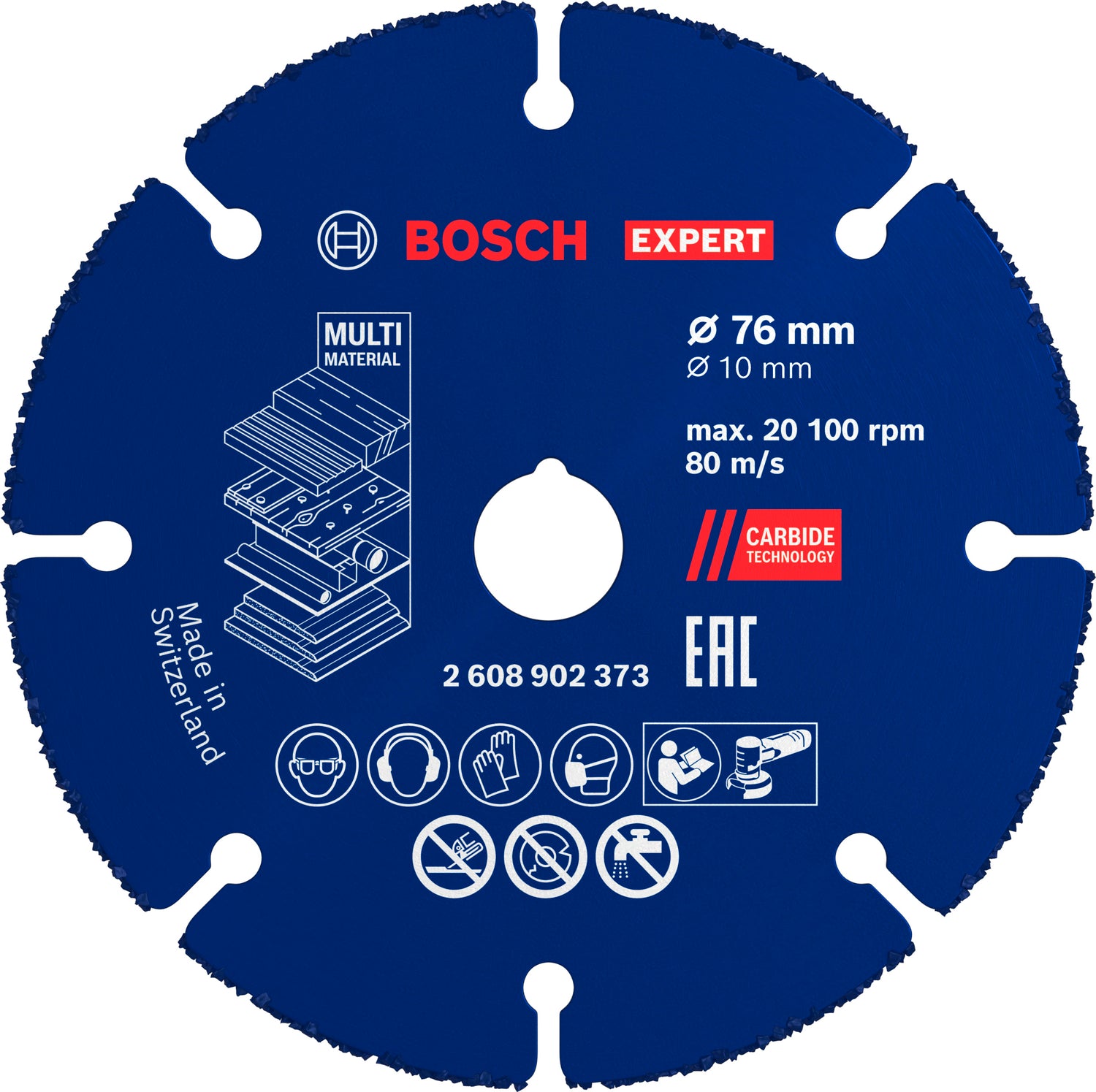 Bosch EXPERT Multi Material Carbide-Trennscheibe Ø 76 x 10 mm für Minischleifer (Überragende Lebensdauer, Zum Schneiden verschiedenster Materialien)