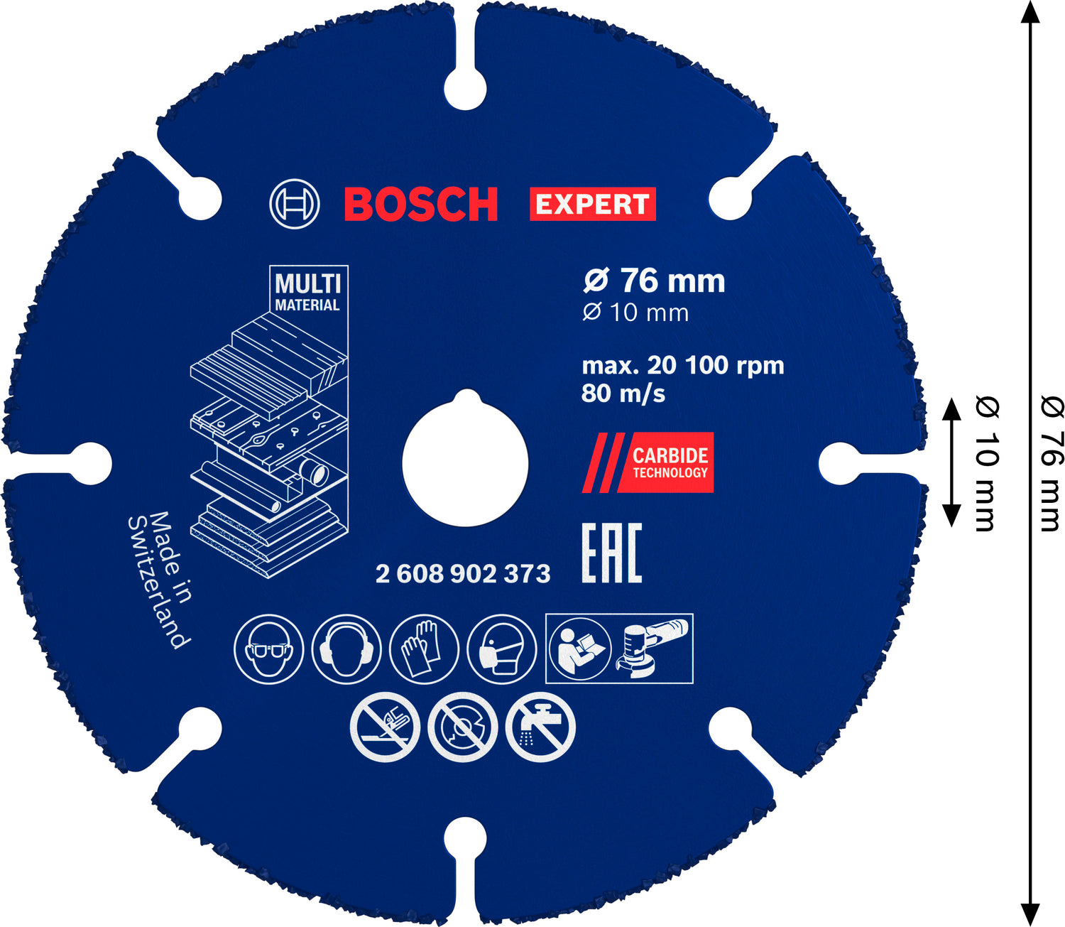 Bosch EXPERT Multi Material Carbide-Trennscheibe Ø 76 x 10 mm für Minischleifer (Überragende Lebensdauer, Zum Schneiden verschiedenster Materialien)