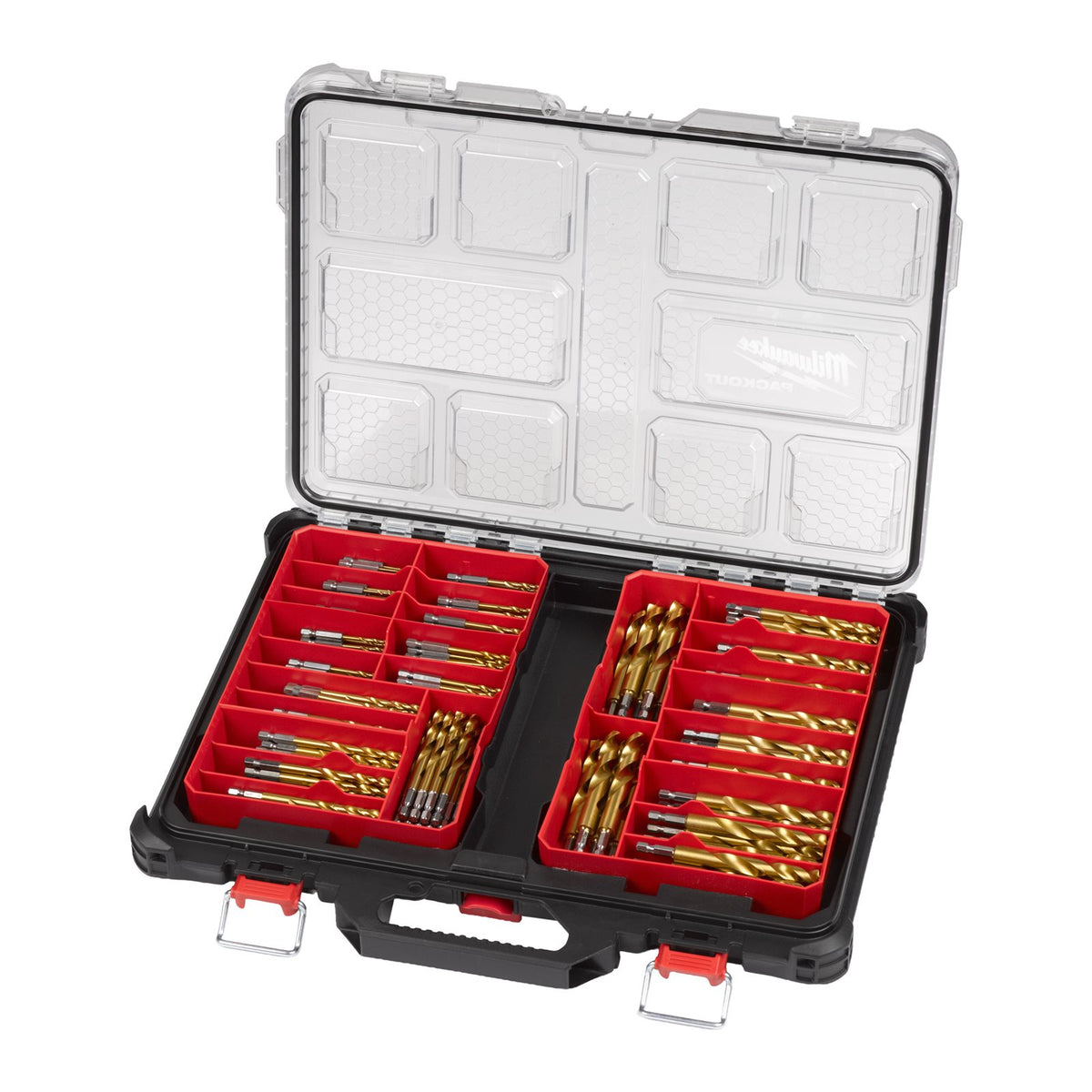 Milwaukee RED HEX Shockwave HSS-G TiN Metallbohrer Set 220-tlg. in Packout Slim Organiser (Ø 2,0 - 13,0 mm, 1/4" HEX)