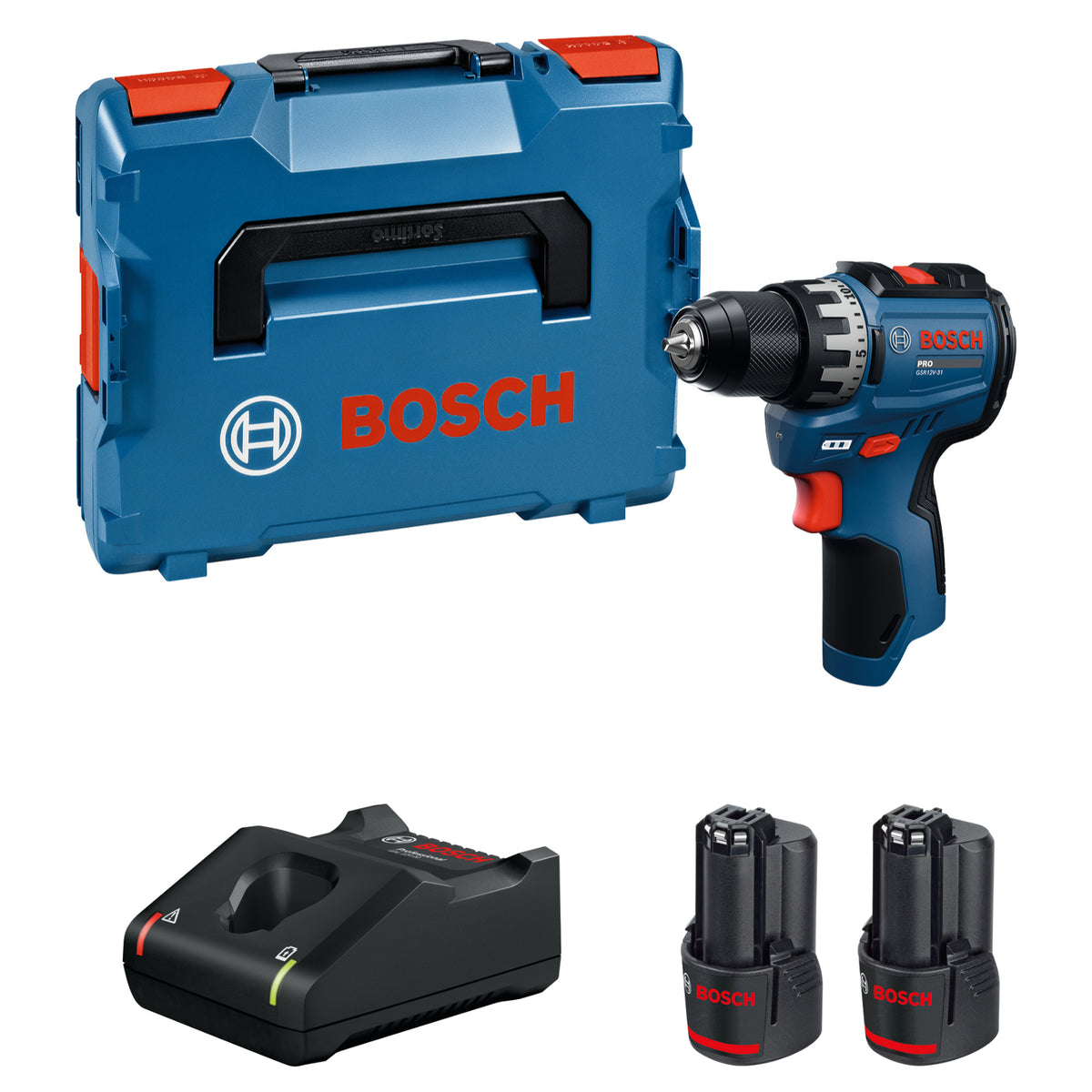 Bosch PRO GSR12V-31 Akku-Bohrschrauber (inkl. 2 x 2,0 Ah Akku, Ladegerät, L-BOXX 102)